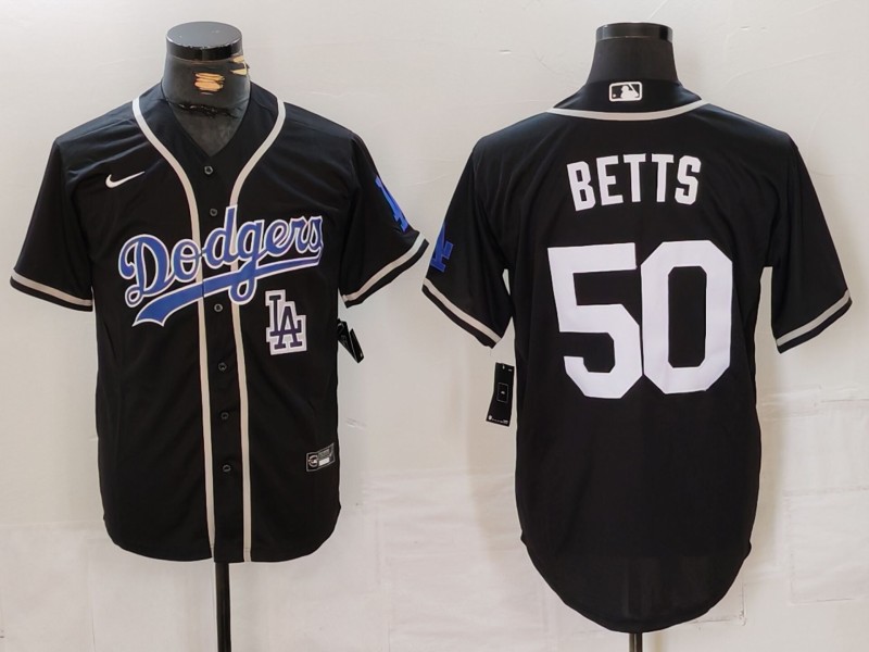 Men Los Angeles Dodgers #50 Betts Black Fashion Nike 2024 MLB Jersey style 7155